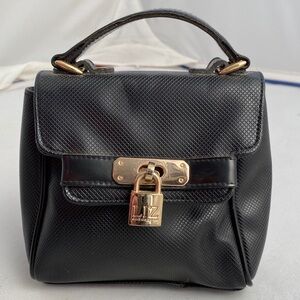 Liz Claiborne black textured faux lock mini bag
